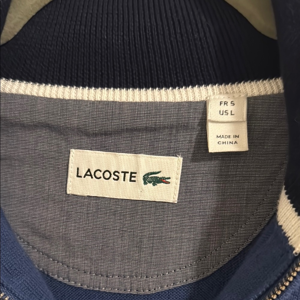 Lacoste Men's Deep Blue Quarter-Zip Sweater with Crocodile Logo - Picture 2 of 5